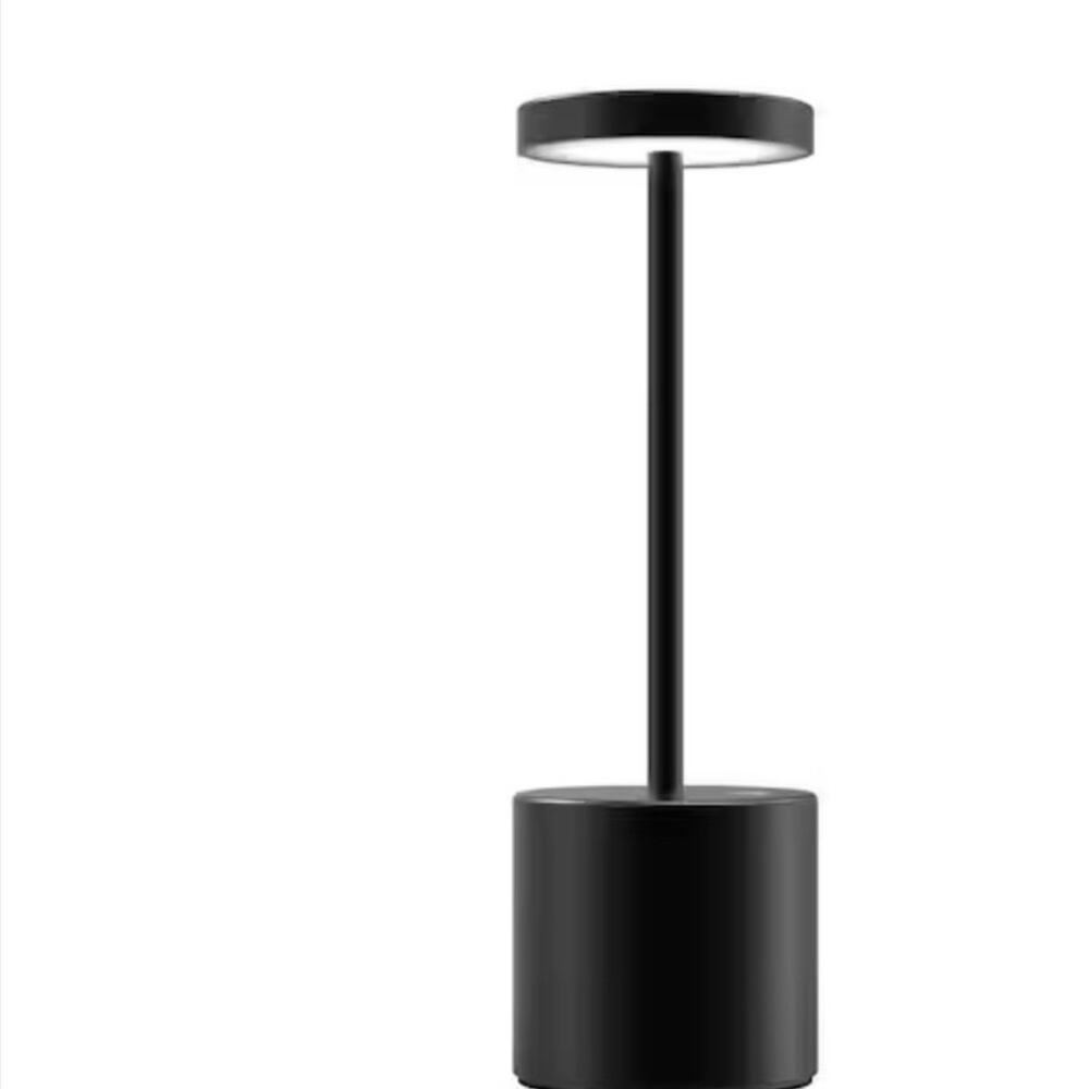 Black LED Touch Table Lamp Wireless Rechargeable w/ Dimmer 10.25 in